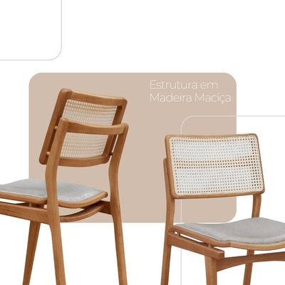 Conjunto Com 2 Cadeiras Madeira Eva Premium Jade Imbuia Natural