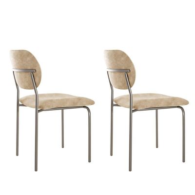 Conjunto Com 2 Cadeiras Metal Marchezine Moderna Mobilia Milano Prata