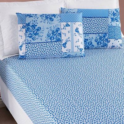 Jogo De Lençol Queen Bouti Estampado 3 Peças - Azul Sereno