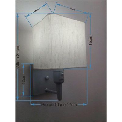 Arandela Quadrada Vivare Md-2019 Com Interruptor E Cúpula Em Tecido - Bivolt Cinza-linho 127-220v