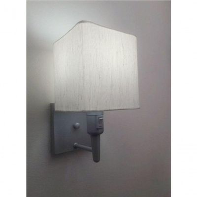 Arandela Quadrada Vivare Md-2019 Com Interruptor E Cúpula Em Tecido - Bivolt Cinza-linho 127-220v