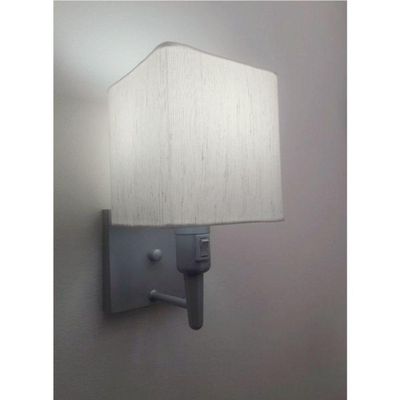 Arandela Quadrada Vivare Md-2019 Com Interruptor E Cúpula Em Tecido - Bivolt Cinza-linho 127-220v