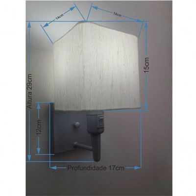 Arandela Quadrada Vivare Md-2019 Com Interruptor E Cúpula Em Tecido - Bivolt Cinza-linho 127-220v