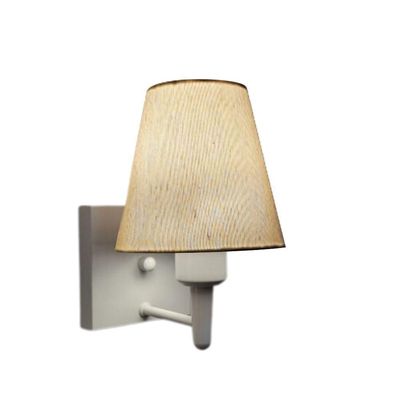 Arandela Quadrada Md-2034 Branco Cúpula Em Tecido Cone Linho Bege - Bivolt
