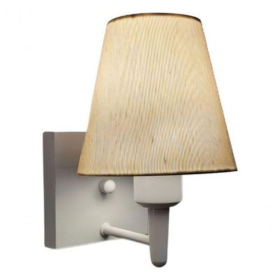 Arandela Quadrada Md-2034 Branco Cúpula Em Tecido Cone Linho Bege - Bivolt