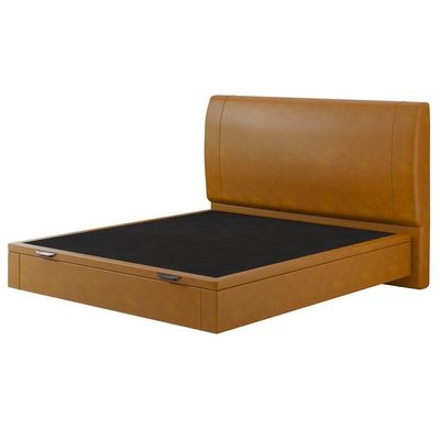 Cama Queen Baú Flutuante Com Cabeceira 160cm Spazio S04 Couríssimo Caramelo - Lyam Decor