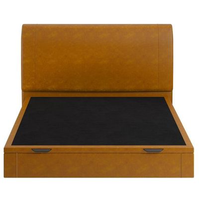 Cama Queen Baú Flutuante Com Cabeceira 160cm Spazio S04 Couríssimo Caramelo - Lyam Decor