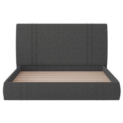 Cama Casal Flutuante Com Cabeceira 140cm Astra S04 Linho Preto - Lyam Decor