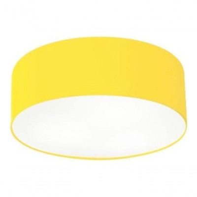 Plafon Cilíndrico Md-3005 Cúpula Em Tecido 40x12cm Amarelo - Bivolt