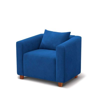 Poltrona Decorativa Helena Suede Azul Marinho - Inova Decorações