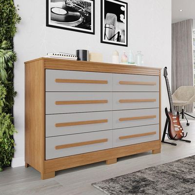 Cômoda 8 Gavetas Califórnia Com Moldura Frisada - Benetil Cinamomo Off