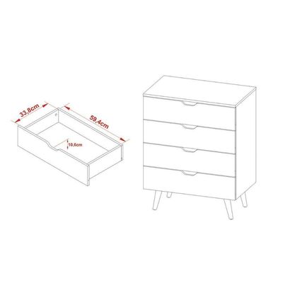 Cômoda De Quarto Cm-8026 C- 4 Gavetas Amêndoa - Tecno Mobili