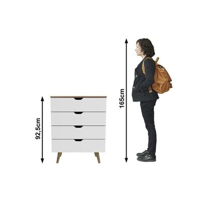 Cômoda De Quarto Cm-8026 C- 4 Gavetas Amêndoa - Tecno Mobili