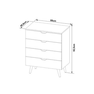 Cômoda De Quarto Cm-8026 C- 4 Gavetas Amêndoa - Tecno Mobili