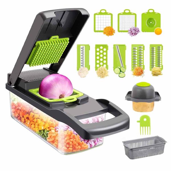 CORTADOR FATIADOR RALADOR PICADOR DE SALADAS VERDURAS FRUTAS LEGUMES VEGETAIS MULTIFUNCIONAL