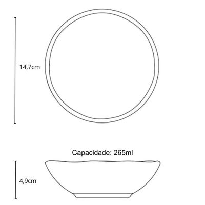 Cumbuca Orgânica Preto Matte 265ml Porto Brasil Bowl Sushi Servir Mesa Posta Porções