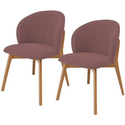 Kit 02 Cadeiras de Jantar e Estar Living Estofada Mia L02 Suede Rosê - Lyam Decor
