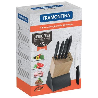 Jogo Facas Inox 6 Peças Plenus Preto Tramontina