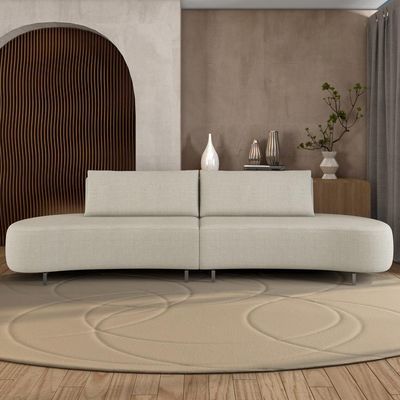 Sofá 4 Lugares Para Sala Living Orgânico Pés Metálicos 260cm Shui P08 Linho Bege - Lyam Decor