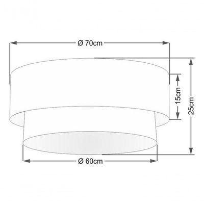 Plafon Duplo Cilíndrico Vivare Md-3064 Cúpula Em Tecido 70x60cm - Bivolt Preto-linho-bege 127/220v