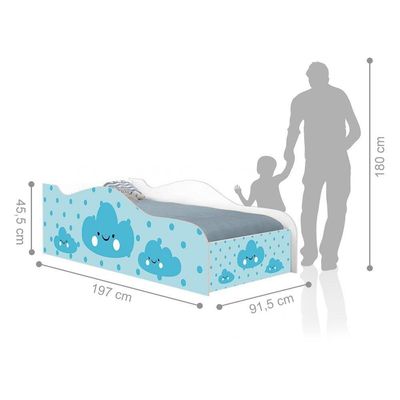 Cama Fun Nuvens Meninos Solteiro Com Colchão