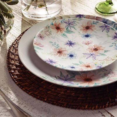 Prato de Sobremesa Floral 21cm em Porcelana Decorada Tramontina Floratta Avulso