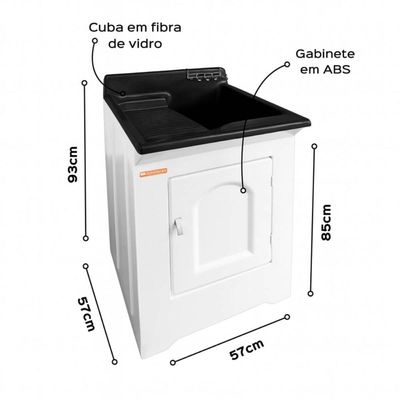 Tanque de Lavar Roupas com Gabinete e Esfregador em Fibra 38L Stilofibras Calçados Lavanderia