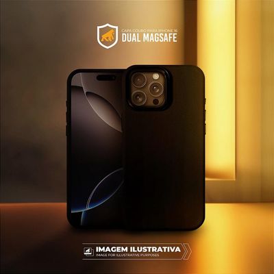 Capa case capinha para iPhone 16 Plus - Couro Dual Magsafe - Preta - Gshield