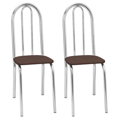 Kit 2 Cadeiras Cromadas Cc55 A101 Treparoni Marrom