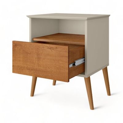 Mesa De Cabeceira Cancun Off White E Naturalle Bechara