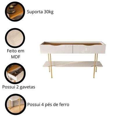 Aparador Sala De Estar Ou Jantar Cairo C- 2 Gavetas C- Pés De Ferro - Lukaliam Móveis