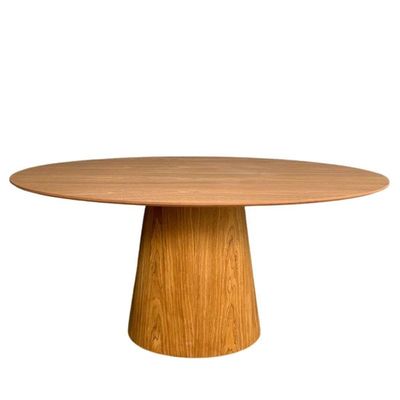 Mesa De Jantar Cone Oval 160x90cm Tampo Madeira