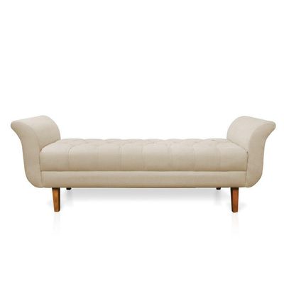 Recamier Olinda Suede Bege 160 Cm Pés Chanfrado Castanhos - D'rossi