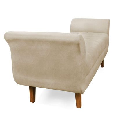 Recamier Olinda Suede Bege 160 Cm Pés Chanfrado Castanhos - D'rossi