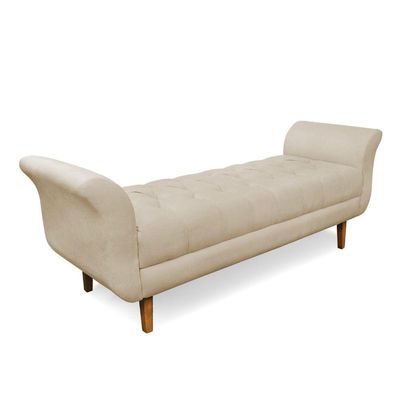 Recamier Olinda Suede Bege 160 Cm Pés Chanfrado Castanhos - D'rossi
