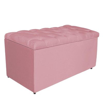 Kit Cabeceira Calçadeira Liverpool 90cm Solteiro Rosa