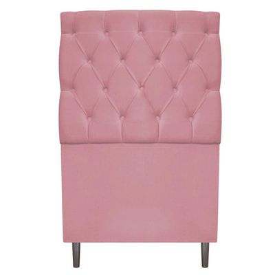 Kit Cabeceira Calçadeira Liverpool 90cm Solteiro Rosa