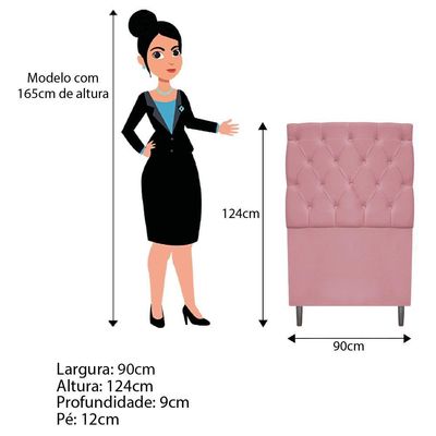 Kit Cabeceira Calçadeira Liverpool 90cm Solteiro Rosa