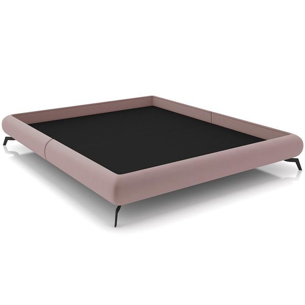 Cama Casal Base Box Pés de Ferro Estilo Industrial 156cm Otto P05 Veludo Rosê - Lyam Decor
