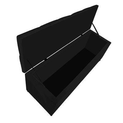 Calçadeira Estofada Liverpool 90cm Solteiro Corano Preto