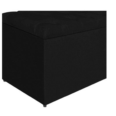 Calçadeira Estofada Liverpool 90cm Solteiro Corano Preto