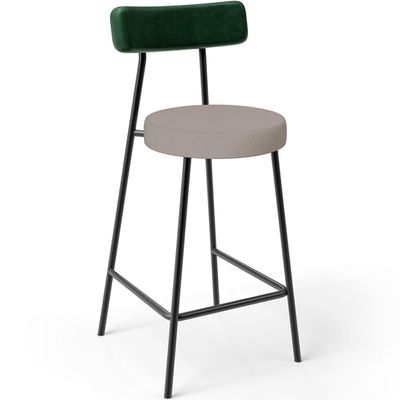 Kit 03 Banquetas Baixa Cozinha E Sala Jantar Bancada Milão L02 Facto Verde Linho Bege - Lyam Decor
