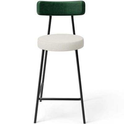 Kit 03 Banquetas Baixa Bar Cozinha E Sala Jantar Milão L02 Facto Verde Linho Champagne - Lyam Decor