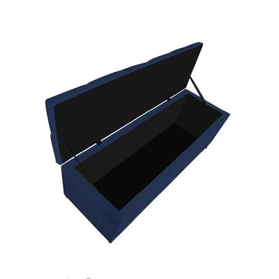 Calçadeira Estofada Liverpool 195cm King Size Suede Marinho