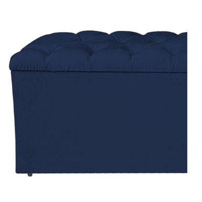 Calçadeira Estofada Liverpool 195cm King Size Suede Marinho