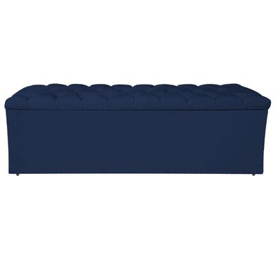 Calçadeira Estofada Liverpool 195cm King Size Suede Marinho