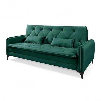Sofá Cama Yara 3 Lugares Reclinável 2,08m Suede Verde