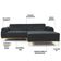 Sofá 5 Lugares Com Chaise Molino 320 Cm Veludo Cinza C-317