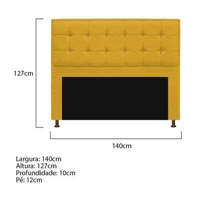 Cabeceira Copenhague 140cm Casal Suede Amarelo Adj Decor
