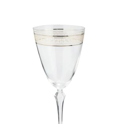 Jogo de Taças para Água Bohemia Brocade Decorada Cristal Ecológico 350ml 6 peças
